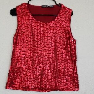 George Red sequin tank size large